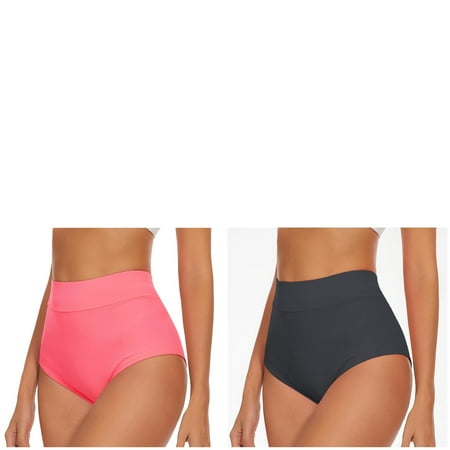 Wijhcboe 2 Pack Women High Waist Yoga Booty Shorts V Back Bikini Bottoms Swim Briefs Beach Shorts Ruched Bottom High Cut Swim Bottom Full Coverage Swimsuit Bottom Sports Yoga Shorts Long Swim Pants
