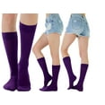 thumbnail image 4 of ToBeInStyle Pack of 3 Unisex Colorful One Size Fits Most Dress Crew Socks - Purple, 4 of 7