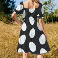 thumbnail image 3 of Vestido de manga corta con estampado de huevos punteados abstractos en blanco y negro vestidos largos para mujer vestido de verano, 3 of 6