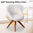 thumbnail image 6 of Modern Boucle Office Chair No Wheels, 360° Swivel Desk Chair with Wood Legs, Upholstered Home Office Accent Chair for Bedroom Living Room, 6 of 8