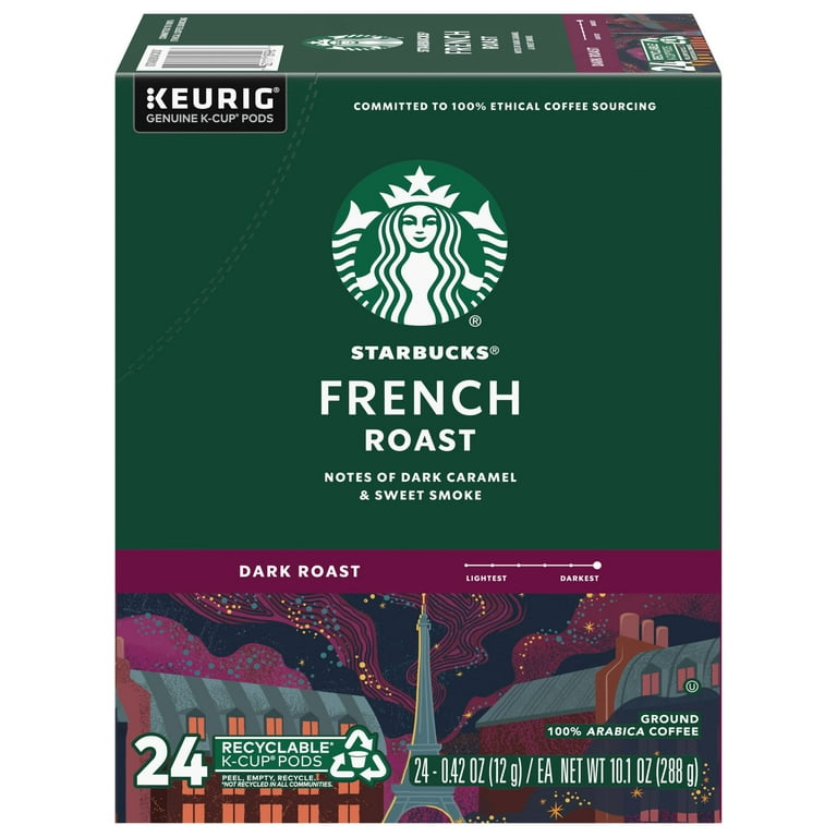 Starbucks Coffee K-Cup Pods, French Roast, Dark Roast Coffee, Notes Of Dark  Caramel & Sweet Smoke, Keurig Genuine K-Cup Pods, 24 Ct K-Cups/Box (Pack 