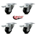 thumbnail image 2 of 3 Inch Soft Rubber Swivel Top Plate Caster Set with Total Lock Brake SCC, 2 of 2