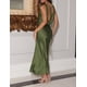 thumbnail image 4 of Vestido largo VUBIYA elegante de satén con cuello en V sin espalda para mujer, 4 of 5
