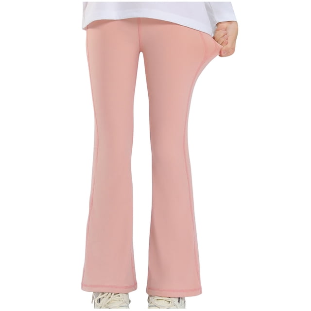 Odeerbi 6-15 Años Niñas Yoga Pantalones Acampanados Workout Dance Athletic Deportes Pantalones Color Sólido Casual Caliente Leotardos