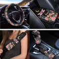 thumbnail image 3 of Uorisanigo Starry Dragonfly Flower Car Seat Cover Full Set, with Steering Wheel Protector Center Console Pads Headrest Shift Knob Covers Coasters Set Handbrake Seatbelt Shoulder Pad Key Chains, 3 of 7