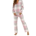 thumbnail image 1 of Womens Pajama Set Cosy & Soft Ladies Pajamas Loungewear Nightwear PJ Sleepwear Sets Pink Check 16-18, 1 of 2