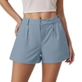 thumbnail image 2 of Womens Shorts Dressy Casual Elastic Waisted Tailored Work Shorts Dress Wide Leg Light Blue 2XL, 2 of 5