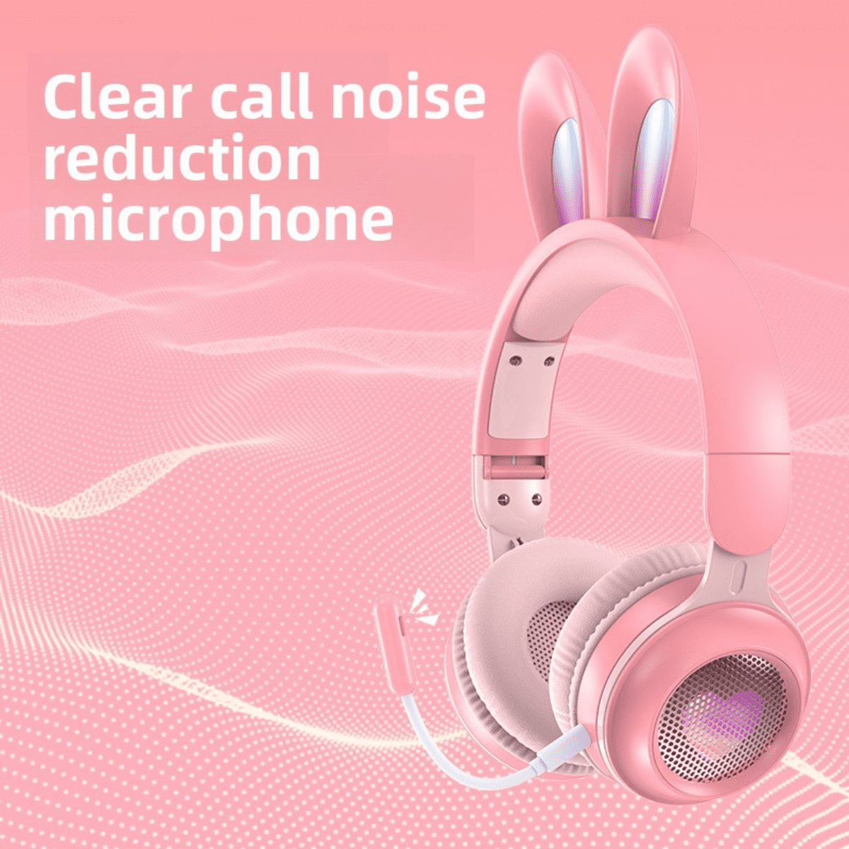 Rabbit Ear Headset Bluetooth Wireless LED Children's Headphones With Microphone Comfortable Overhead Design For Kids