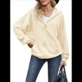 thumbnail image 2 of Sudadera con Capucha y Cremallera para Mujer, de Larga, Informal, de Gran Tamaño, con Bolsillos. Albaricoque XXL, 2 of 10