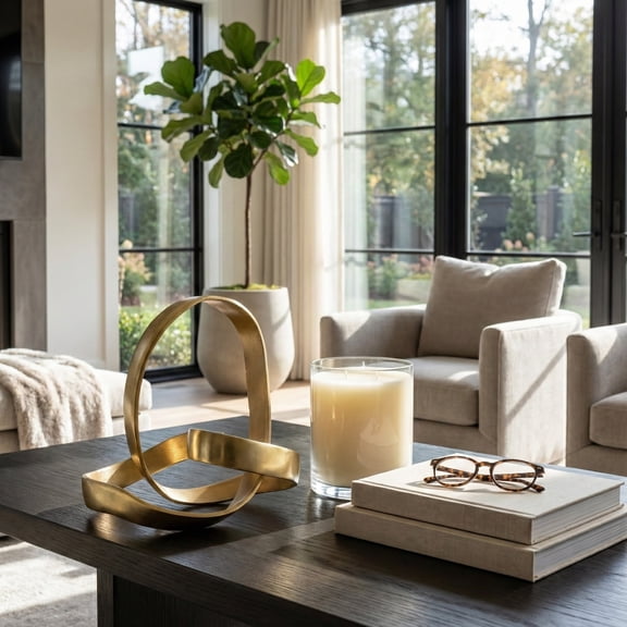 Decorative Aluminum Knot Sculpture for Home Decor - Modern Ornaments Figurine for Bathroom, Office, and Living Room - Stylish Shelf Accent, Coffee Table Decor, or Any Room Display - 11", Gold