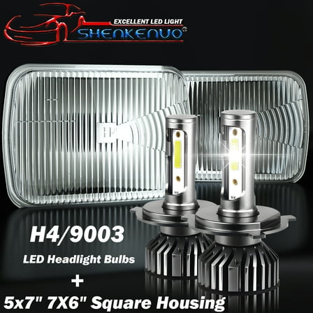 For Car Truck Pair 7In Square LED Headlight DRL High Low Beam #H6014/H6052/H6054/6054 White 6000K