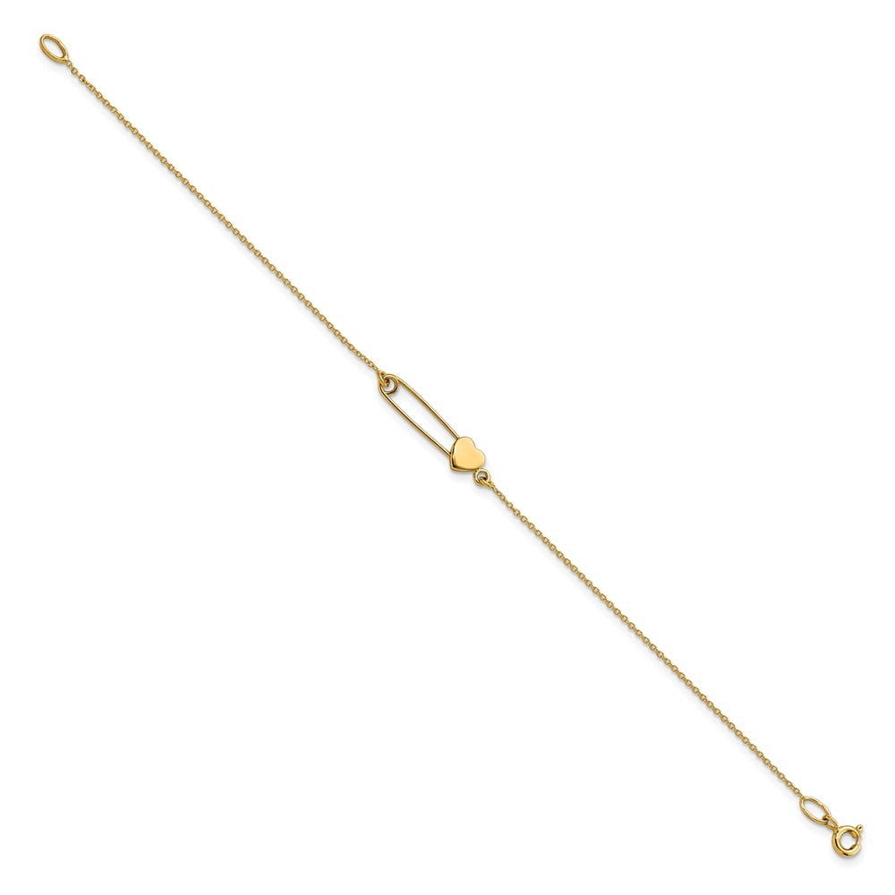FJC Finejewelers 14 kt Yellow Gold Safety Pin with Heart Bracelet