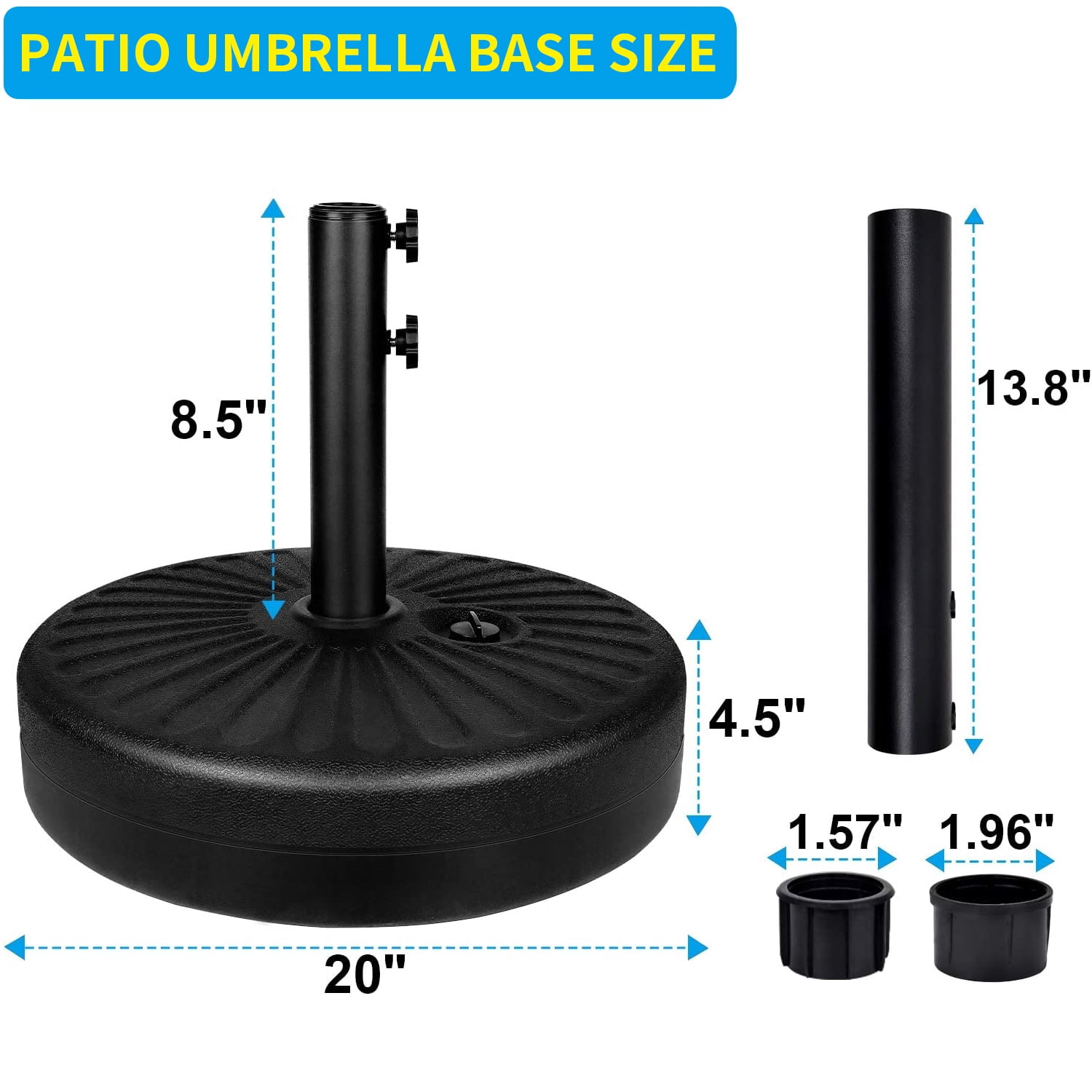 Autlaycil Heavy Duty Outdoor Patio Umbrella Base, 73 lbs Sand Filled, 48 lbs Water Filled Umbrella Stand, Adjustment Knob, Black