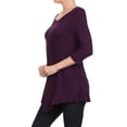 thumbnail image 3 of Women's Trendy Style 3/4 Sleeves Button Trim Solid Top, 3 of 4