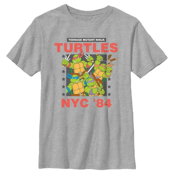 Boy's Teenage Mutant Ninja Turtles NYC '84 Poster  Graphic Tee Athletic Heather X Large