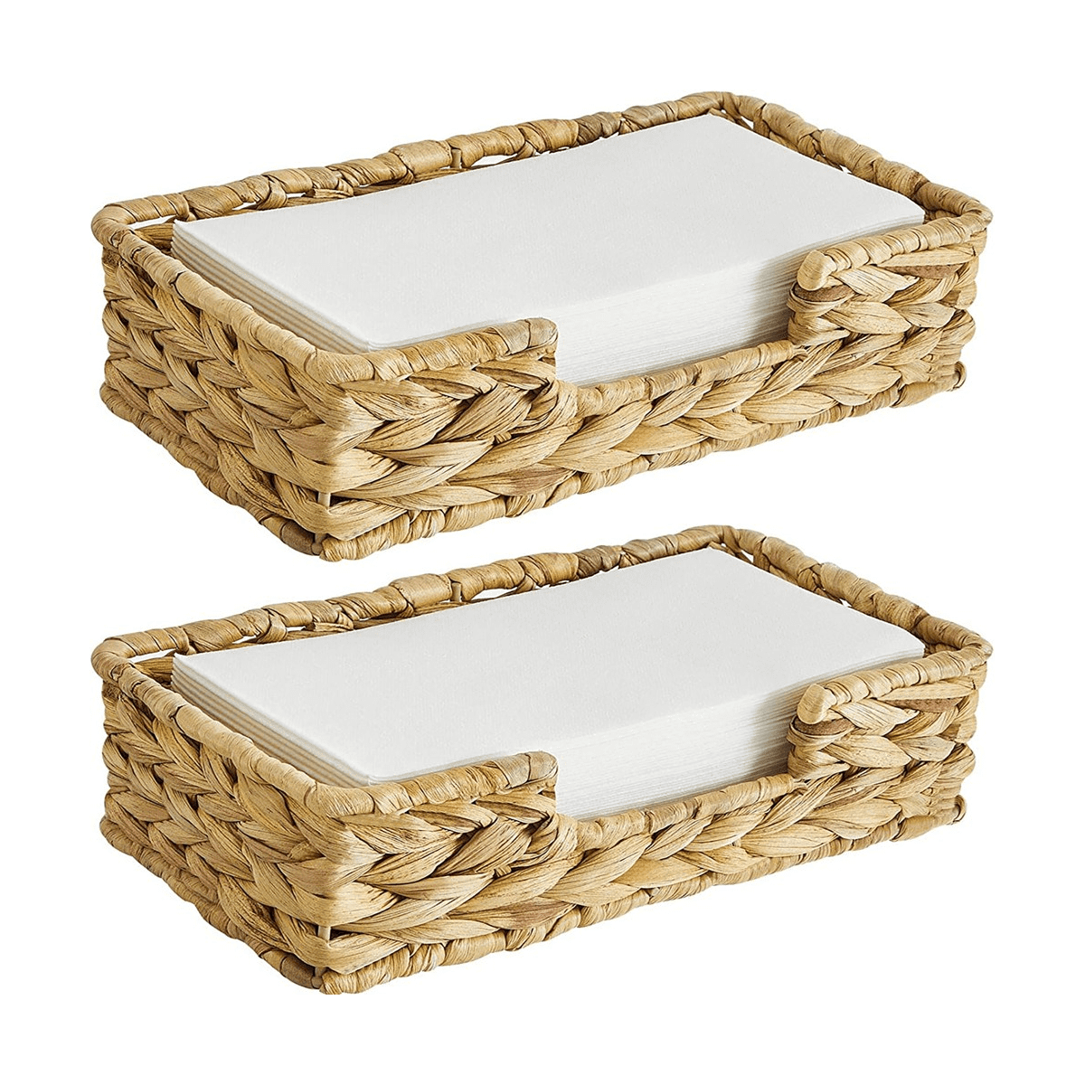 2PCS Bathroom Disposable Guest Towel Holder Long Seagrass Woven Rattan Wicker Table Hand Guest Towel Basket L Walmart