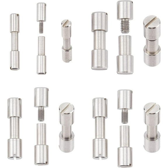 DIY 12Sets 4Styles Stainless Steel Bracket Bolt Fastener EDC Knife Handle Pins Hardware Knifemakers Corby Fasteners Rivets DIY Knife Screws Tactical Lock Rivets Silver Diameter 4-6.5mm DIY