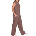 thumbnail image 2 of Traje Informal de Dos Piezas para Mujer, Cuello Alto, Pantalones Anchos, Ideal para Vacaciones y Viajes Marrón XXL, 2 of 10