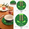 thumbnail image 3 of GZHJMY Christmas Elf Legs Green Trivets Pot Holders Set of 2, Hot Pads, Table Mats,Placemats Set for Cooking and Baking, Cotton Braided Hot Pads, 7.09"+9.45", 3 of 7