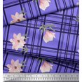 thumbnail image 3 of Soimoi Purple polyester Crepe Fabric Check & Magnolia Floral Print Sewing Fabric Yard 42 Inch Wide, 3 of 5