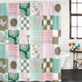 thumbnail image 2 of Spring Floral Checkered Shower Curtain, Waterproof Shower Curtains for Bathroom, Turquoise Pink Buffalo Plaid Washable Fabric Bathtub Curtain Set Bath Decor with 12 Hooks Standard 72"x72", 2 of 8
