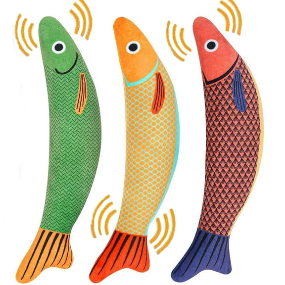 Cat Toys Saury Fish,Pack Catnip Toys Bell Inside Soft And Durable, Interactive Cat Kicker Toys 9.05 Inches For All Breeds-3 Pack