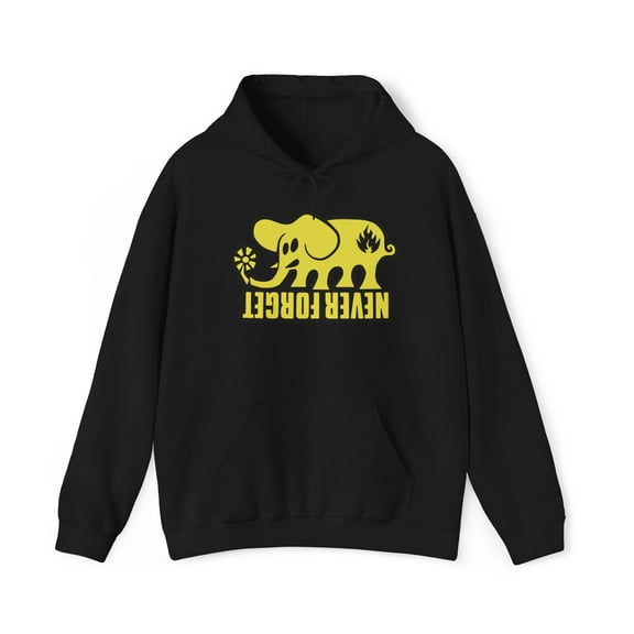 Never Forget Elephant Hoodie Black Label Skate Board Sweatshirt Yellow - L / Black