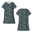 thumbnail image 5 of Salouo Amanita Mushroom Print Short Sleeve Sleepshirt for Womens Comfy Nightgown Scoopneck Cute Nightdress Ruffle -Medium, 5 of 7