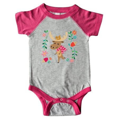 

Inktastic Woodland Moose Spring Flowers Gift Baby Girl Bodysuit