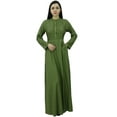 thumbnail image 5 of Bimba Women's Mandarin Collar Plain Jilbab Dress With Pockets Full Sleeve Maxi, 5 of 6