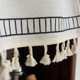 thumbnail image 4 of Nvzi Cotton Linen Cafe Curtains Bohemian Exotic Pattern Kitchen Curtain Valances with Tassel Short Curtain White, 4 of 5