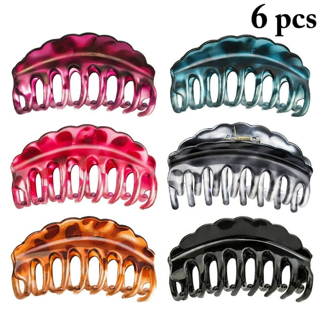 Coofit 6 Pcs Pince à Cheveux Mode Polyvalente Pince à Mâchoires Antidérapante Pince à Cheveux pour Femmes