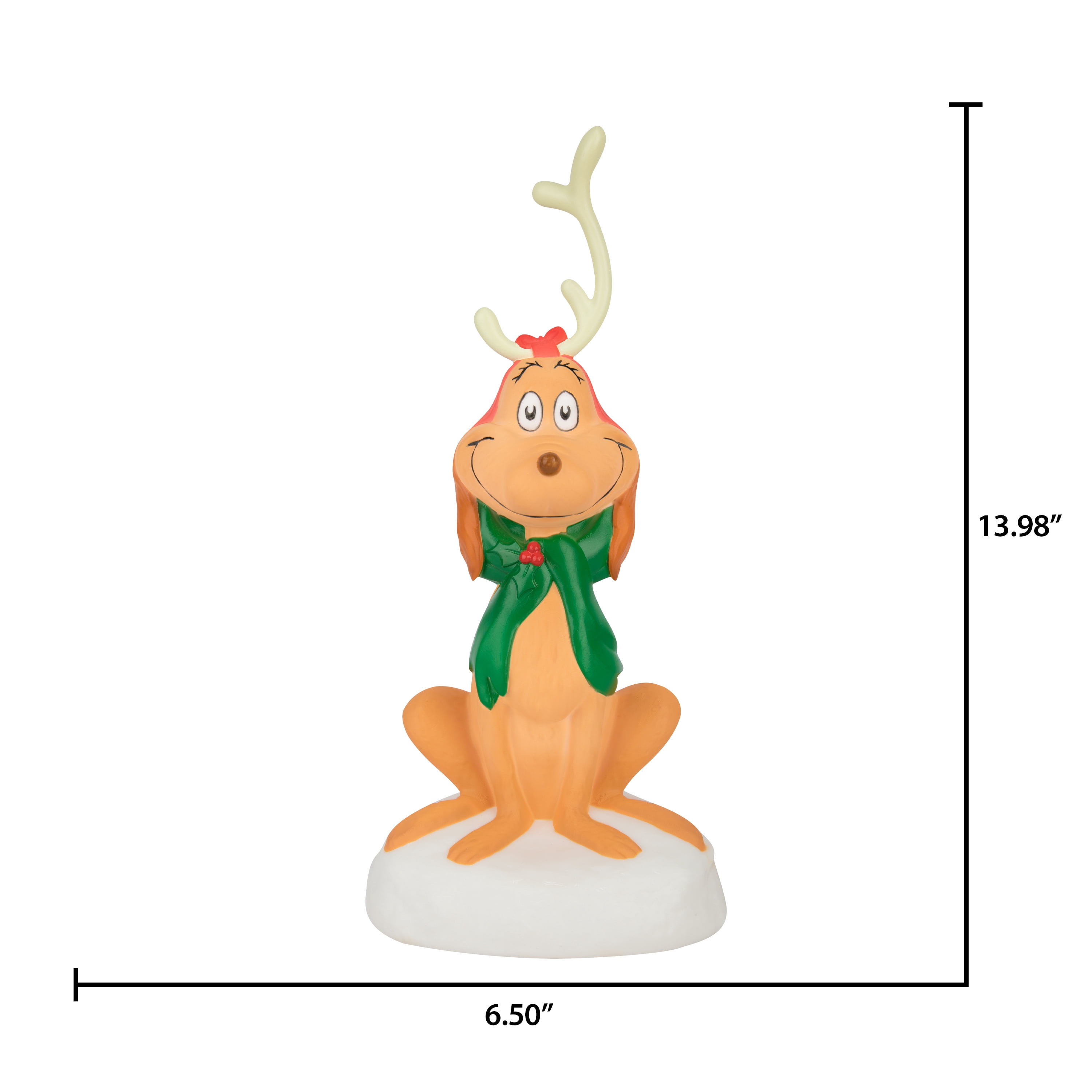 Christmas Blow Mold Lighted Covered Outdoor Decor Max with Antler from Dr. Seuss, 14 in
