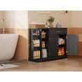 thumbnail image 4 of Asofer 42" Kitchen Pantry Storage Cabinet with Guardrail Space, Sideboard Buffet with 3 Doors & 1 Drawer,Black, 4 of 8