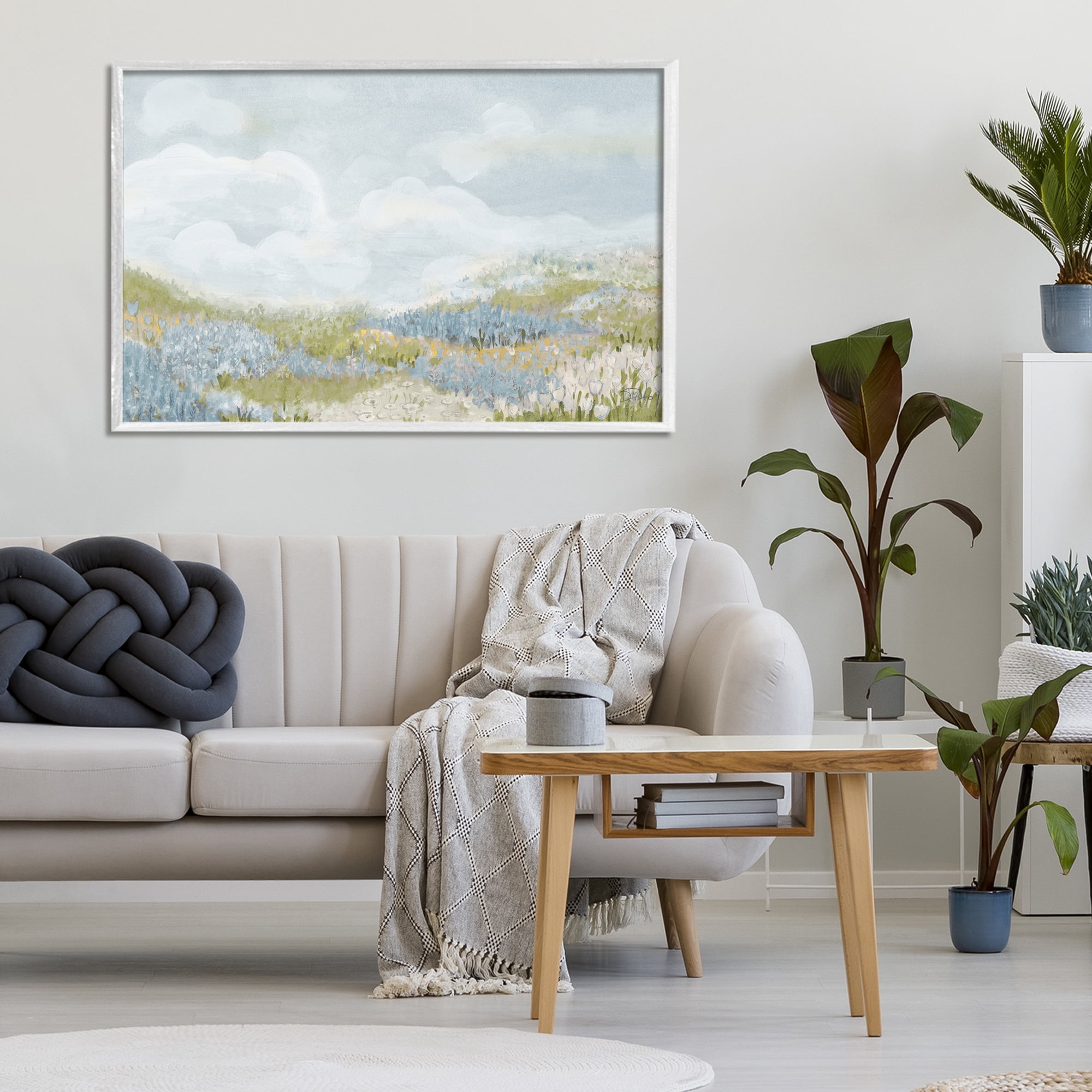 Stupell Industries Blue Floral Meadow White Framed Giclee Art, design by Patricia Pinto