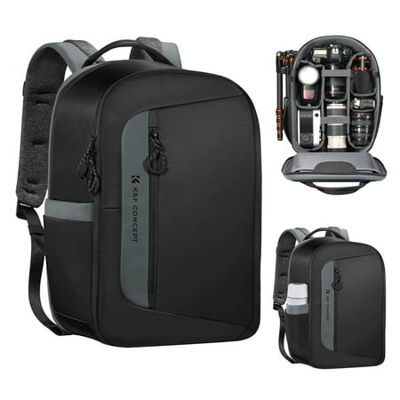 Image of KF13.158 Camera Backpack Photography Storager Bag Side Open Available for 15.6in Laptop with Rainproof Cover Tripod Catch Straps Side Pockets Compatible with /Nikon//Digital SLR