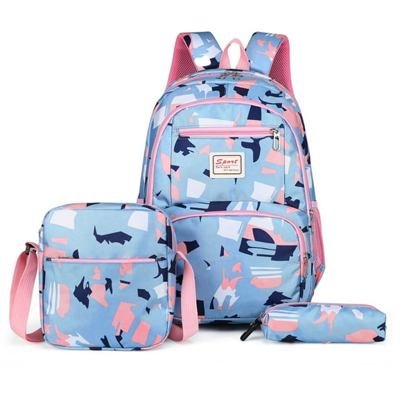Mochila Escolar GIRL FASHION MIMA Set 3 Pcs Azul