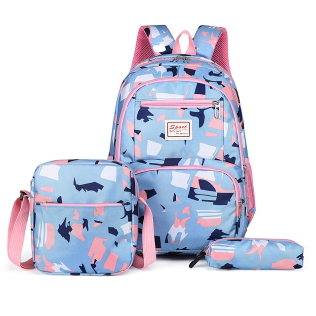 Mochila Escolar GIRL FASHION MIMA Set 3 Pcs Azul