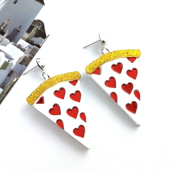 YYKihy Fresh Pizza Hook Love Small Clip Ear Creative Art Personality Earrings Ear Earrings