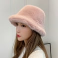 thumbnail image 4 of Women Winter Hat Thick Fuzzy Plush Faux Fur Heat Retention Windproof Fisherman Hat Short Brim Solid Color Outdoor Cycling Skiing Cap, 4 of 8