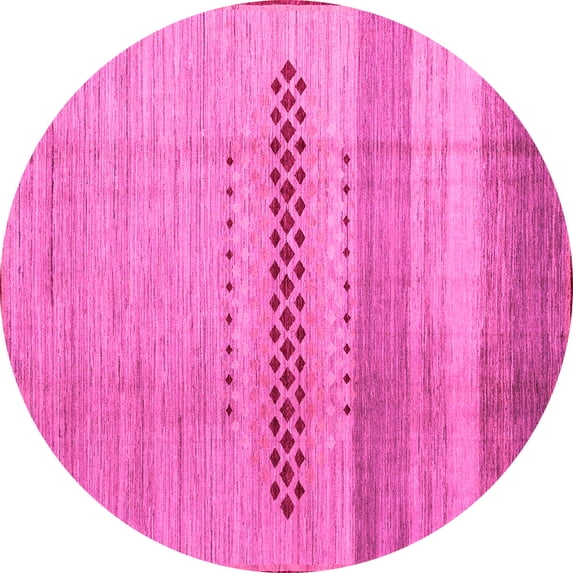 Ahgly Company Indoor Round Abstract Pink Modern Area Rugs, 5' Round