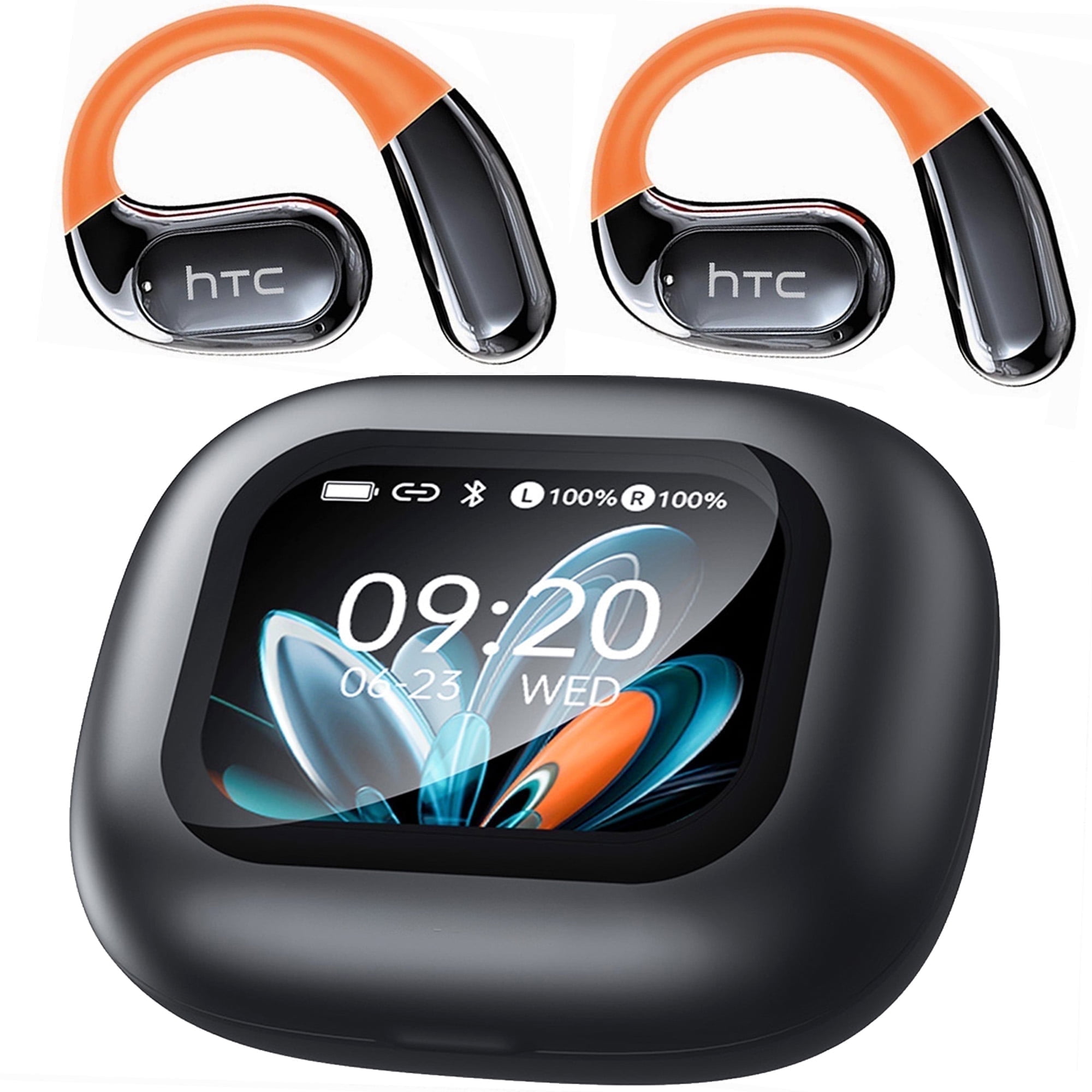 HTC NE27 Wireless Earbuds, AI Translate Earbuds Bluetooth 5.4 Headphones, Translator Earbuds with Mic Smart Screen,50H IP6 Waterproof Sport Headset