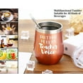thumbnail image 4 of Funny Teacher Gifts-Don''t Make Me Use My Teacher Voice-Best Teacher Gifts-Christmas Birthday Back to School Gifts for Teachers Professors Appreciation-12oz Rose Golden Tumbler Coffee Cup Mug, 4 of 6