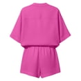 thumbnail image 5 of Yteetum Linen Shorts Sets Women 2 Piece Summer Tie Front Short Sleeve Tops and Shorts Lounge Set Casual Solid Loose Lightweight Breathable Beach Vacation Cotton Linen Outfits Set, 5 of 9