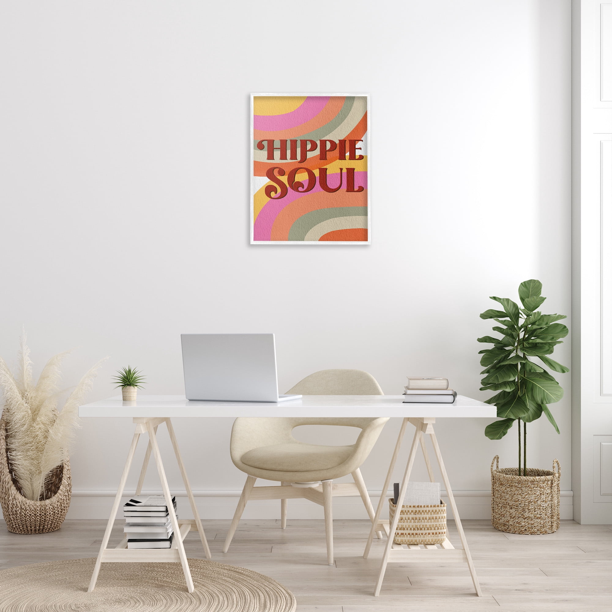 Stupell Industries Hippie Soul Patterned Typography Painting White Framed Art Print Wall Art, 24 x 30