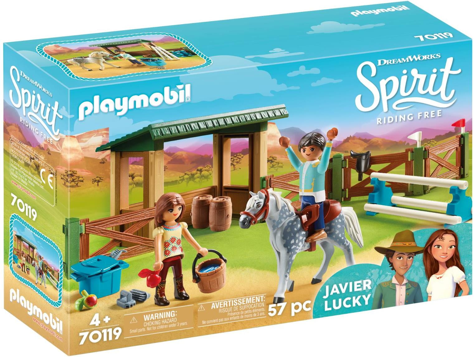 Playmobil Dreamworks Spirit Riding Free Lucky's Dad & Wagon Playset 9477 NEW 