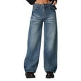 thumbnail image 2 of Women's Jeans High Rise Staright Leg Wide Leg Slim Fitting High Waisted And Buttocks Up Denim Flared Pants, 2 of 9