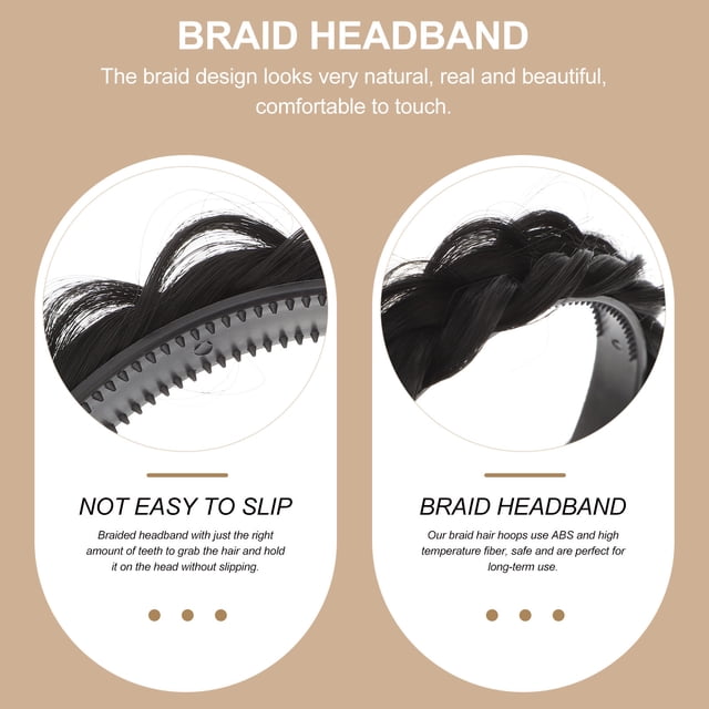FUTUREORYY Braid Headband Negro De Resistente Para Uso Diario Y Decorativo Natural Y Cómodo