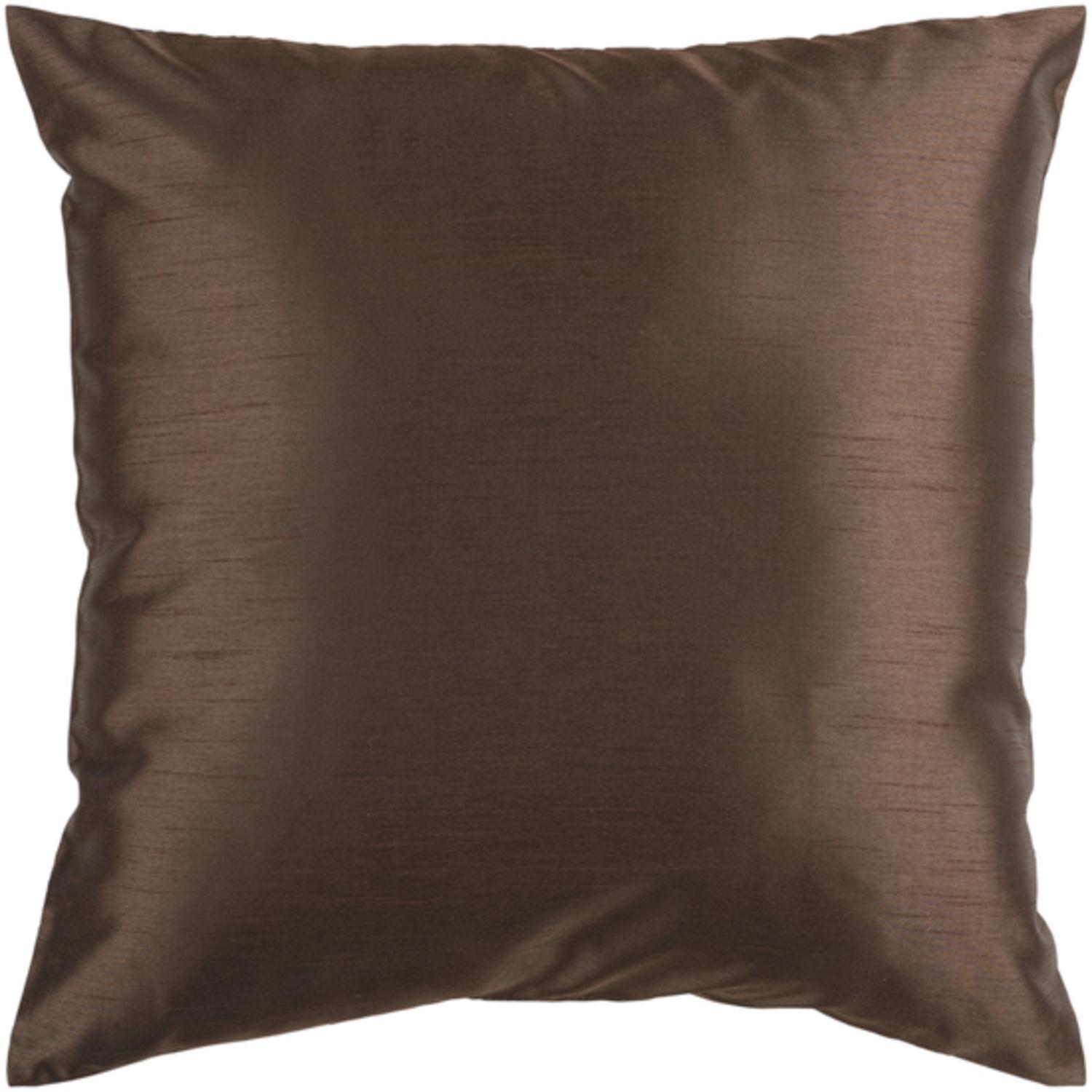18" Shiny Solid Chocolate Brown Decorative Throw Pillow