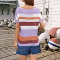 thumbnail image 4 of LYXSSBYX Blouses for Women Short Sleeve Women's Casual Solid Color Knitted Short-Sleeved Crew-Neck Top, 4 of 5